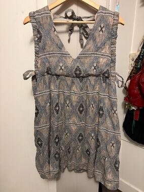 Cleo + Wolf Sleeveless Boho Tunic in Soft Blue & Tan